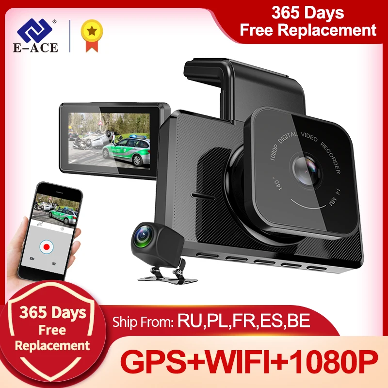 E ACE 3 0 дюймов Автомобильный видеорегистратор Wifi Dashcam FHD 1080P с GPS видеорегистратором