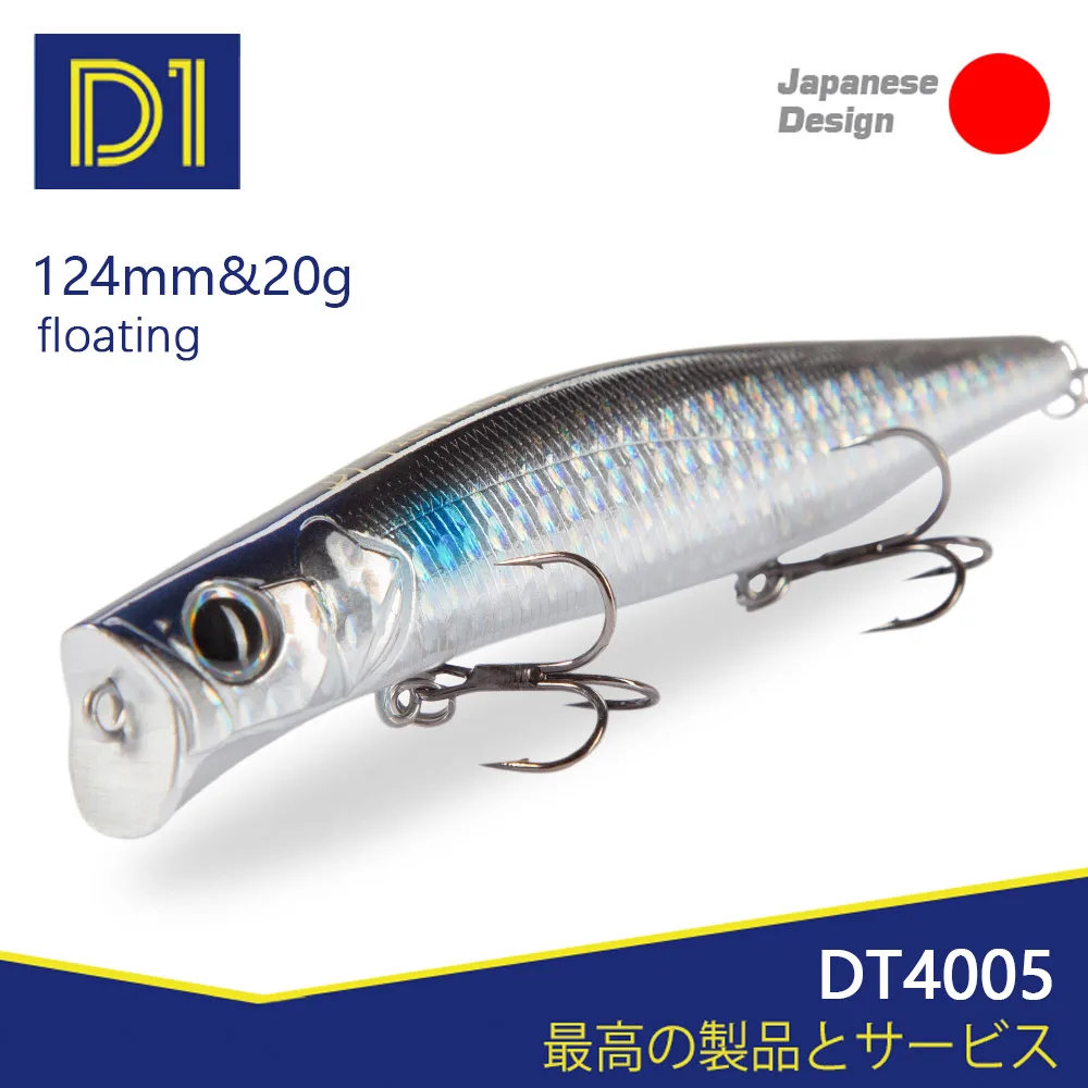 

D1 Topwater Popper Fishing Lures 124mm 20g Hard Baits Saltwater Wobblers Seabass Trout Pesca 2021 Fishing Tackle For pike DT4005