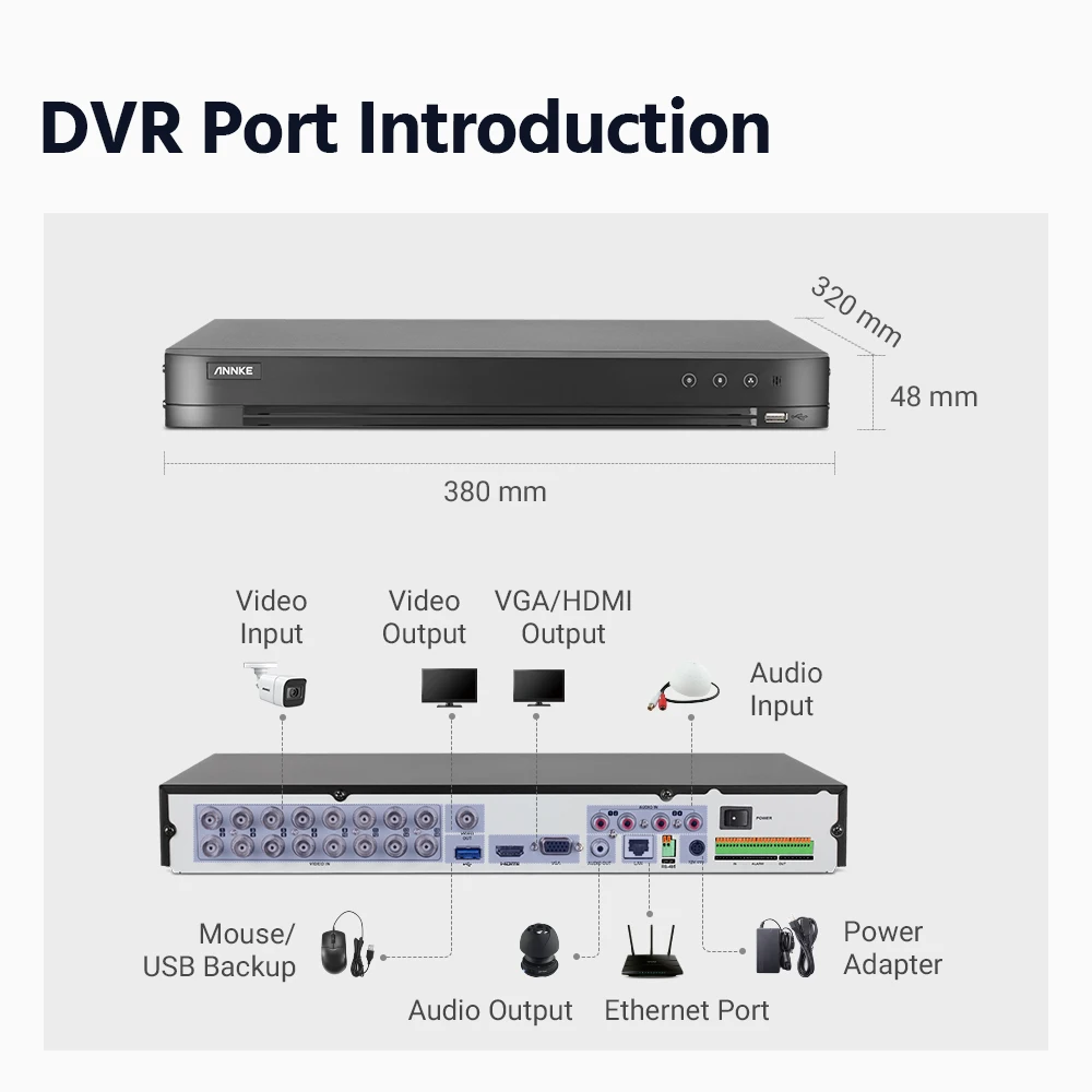 Видеорегистратор ANNKE 16 каналов 8 Мп 5 в 1 HD TVI CVI AHD IP Onvif 2 4|Видеорегистратор для