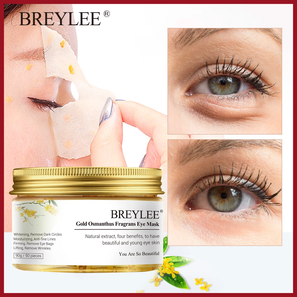 BREYLEE Gold osmanthus fragrans маска для глаз удаляет темные круги коллагеновый гель повязка для глаз выцветающие тонкие линии лифтинг укрепляющий уход за кожей