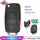 KEYECU 3 + 1 4 кнопки 1K0 959 753 P 315 МГц ID48 чип Складной флип-ключ дистанционный передатчик для VW Golf CC Rabbit 1K0959753P