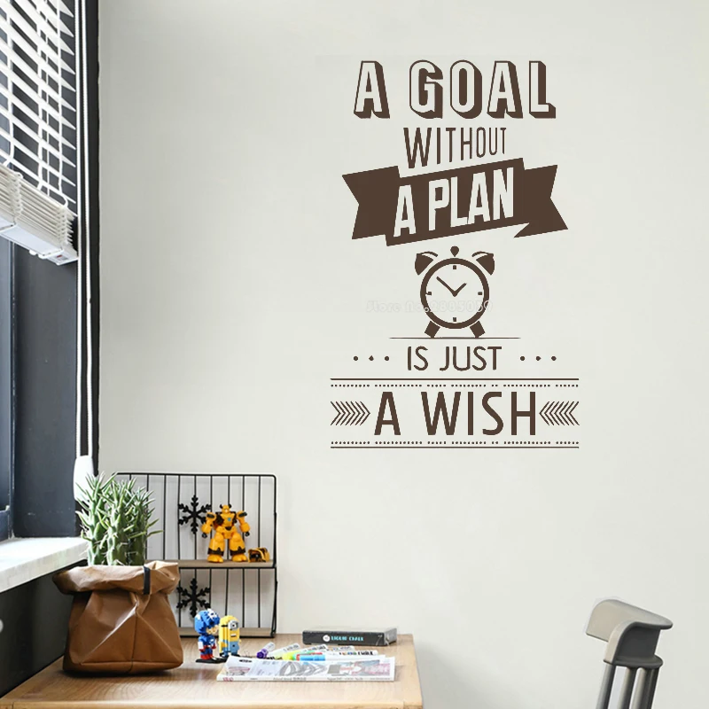 Цель без плана-это лишь пожелание Цитата наклейки на стену для офиса работы