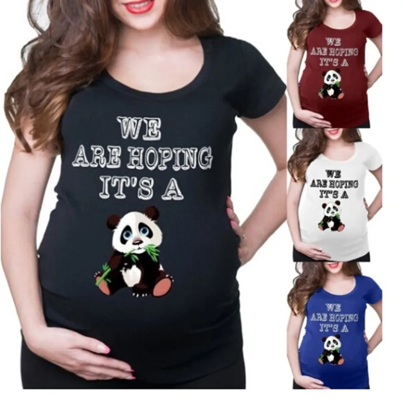 

regnancy Shirts Women Maternity Short Sleeve Pander Print Tops T-shirt Pregnant Casual Maternity Spring/summer Shirt 3xl