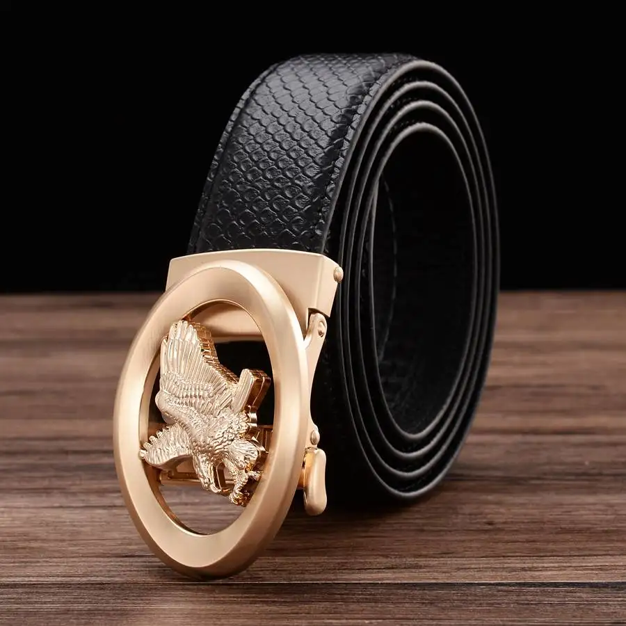 Leather Belts for Men NEW Men's Leather Ratchet Dress Belt with Automatic Buckle Width:35mm Leather Belts for Mens Jeans
