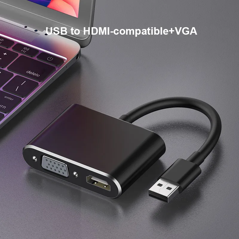 

Переходник VGA, Basix USB 3,0/HDMI, 4K HD, мультидисплей, 2 в 1, для ОС Windows 7/8/10