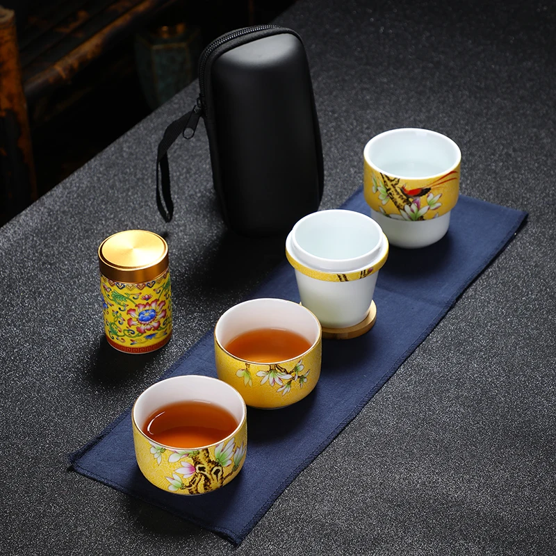 

miniature flower tea sets enamel charma Chinese Travel Ceramic Tea Cup Christmas Gift Vintage Teapots Theepot Teaware OE50TS