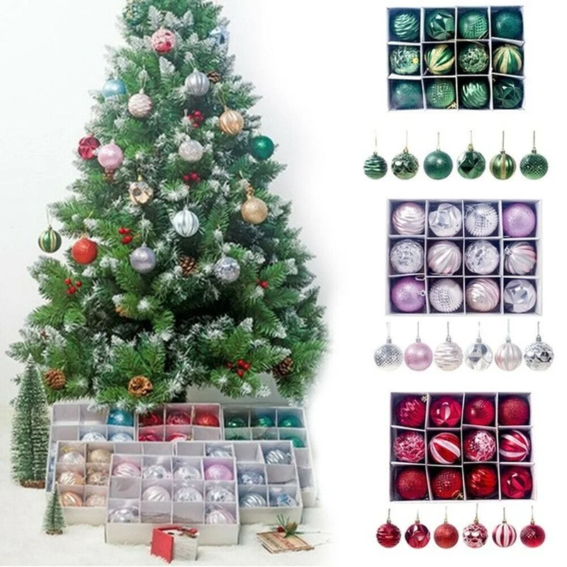 

12pcs/box 55mm Christmas Tree Decoration Ball Ornaments Gold and Silver Plastic Hanging Ball Ornaments Home New Year Decorations