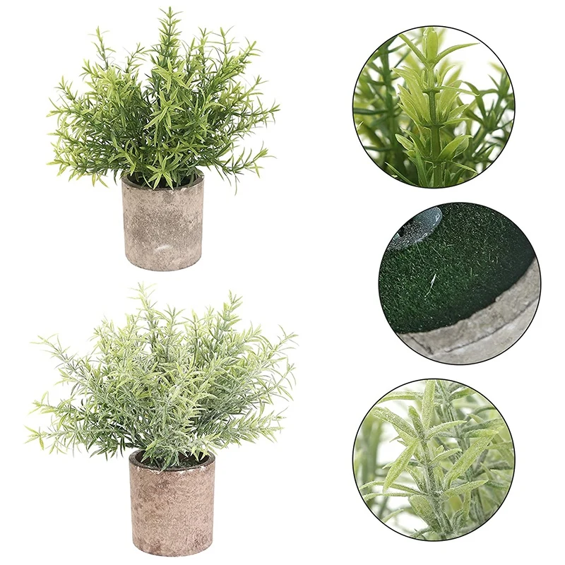 

4 Pcs Mini Potted Plastic Artificial Green Plants, Fake Topiary Shrubs Fake Plant, Small Faux Greenery, for Bathroom