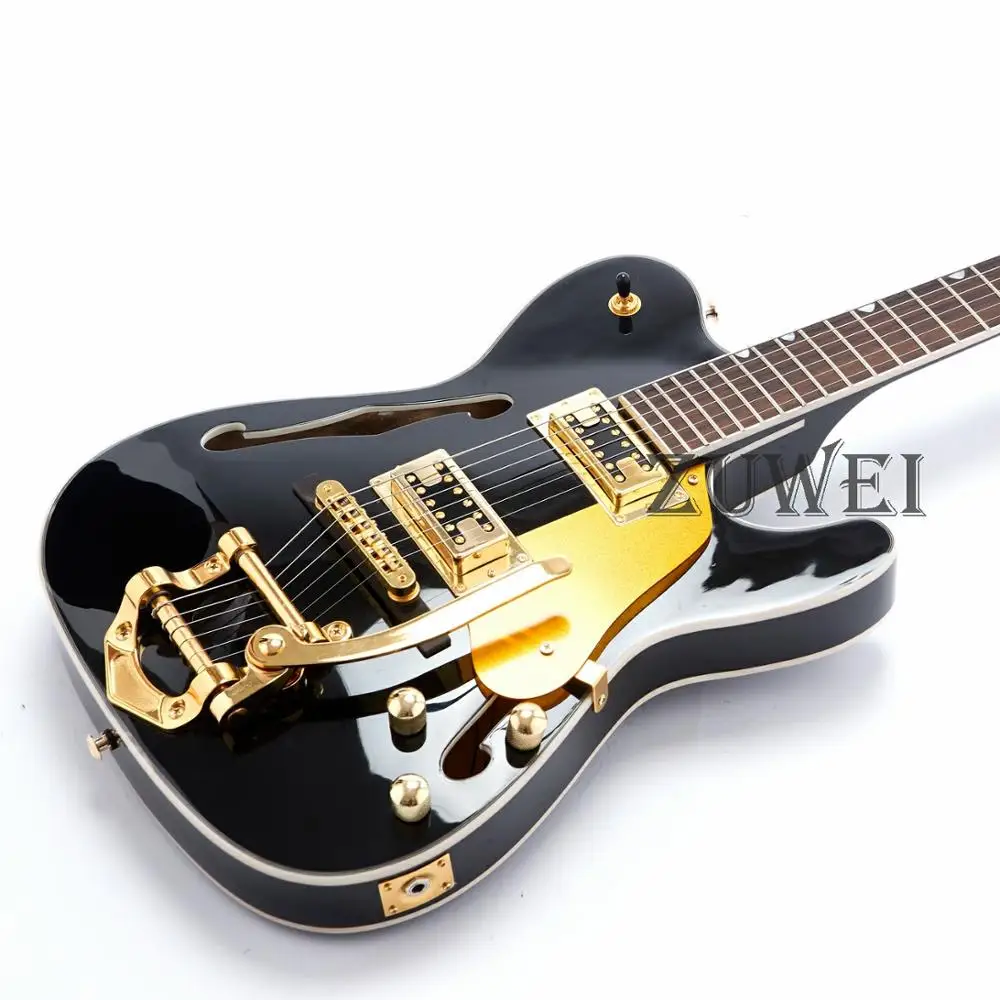 TL Электрогитара Custom Shop Полу полый корпус золотой Аппаратный набор В Стыке