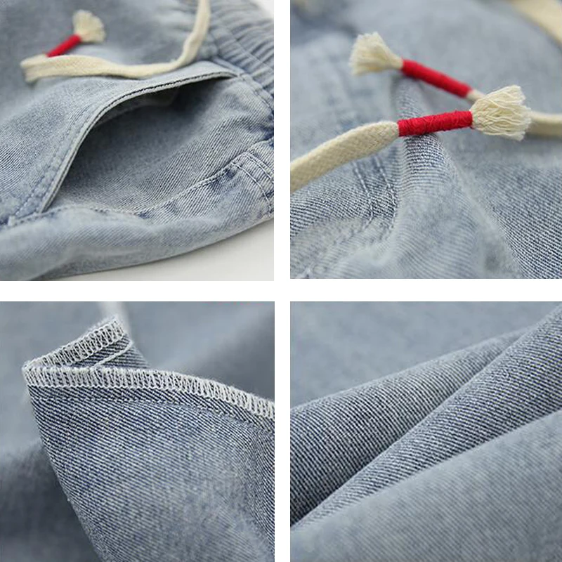 

Men Jeans Solid Drawstring Elastic Waist Straight Loose Males Trendy Korean Style All-match Loose Chic Baggy Leisure Fashion New