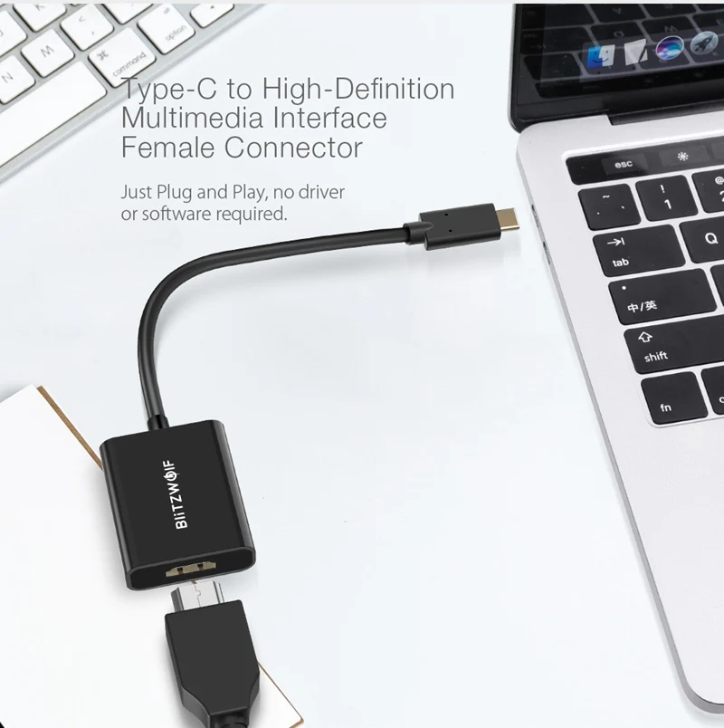 BlitzWolf USB Type C к HDMI кабель адаптер 4k 1080P конвертер Папа-мама для ПК компьютер ТВ
