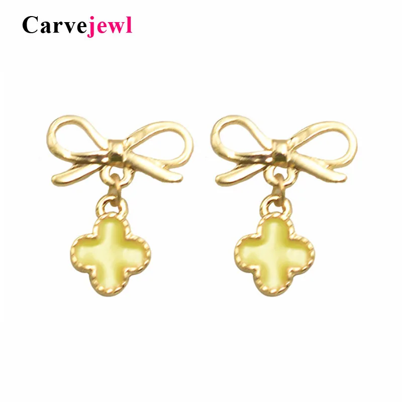 Женские серьги с эмалью Carvejewl корейские серьги-капельки монограммой клевера