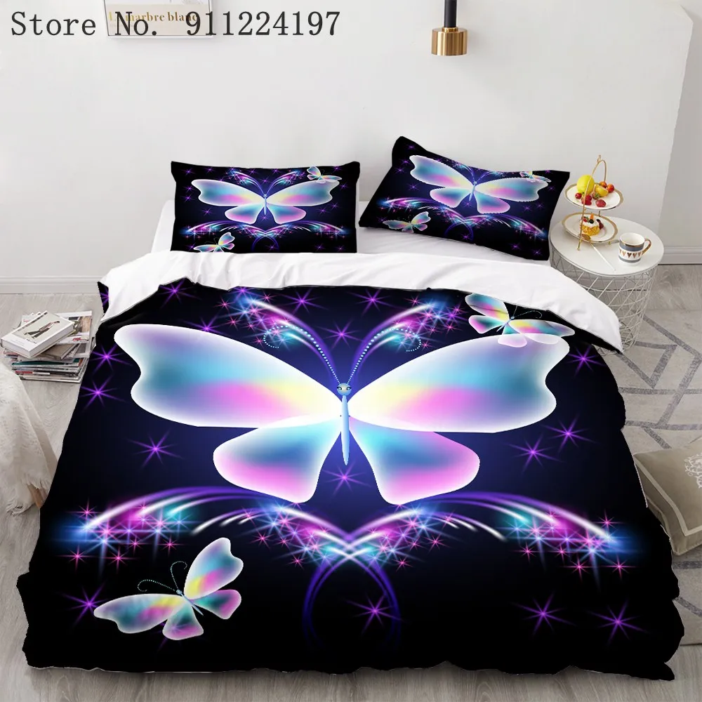 

Flower Pattern Bedding Sets Colorful Butterfly Duvet Cover Bed Linen Bedclothes Twin/Queen/King Size Bed Room For Adults Bedding