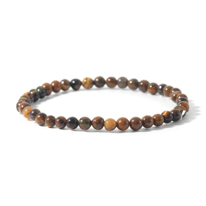 4 мм Мини желтый тигровый глаз эластичный веревочный браслет из бисера для мужчин