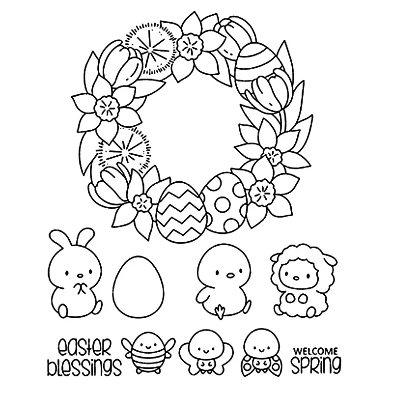 Кольцо вокруг весны штамп комплект и координации умирает венок баранина кролик