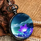 Часы наручные кварцевые в античном стиле, цветущие кварцевые с фиолетовым цветочным принтом, с подвеской-цепочкой, с арабскими цифрами и белым циферблатом