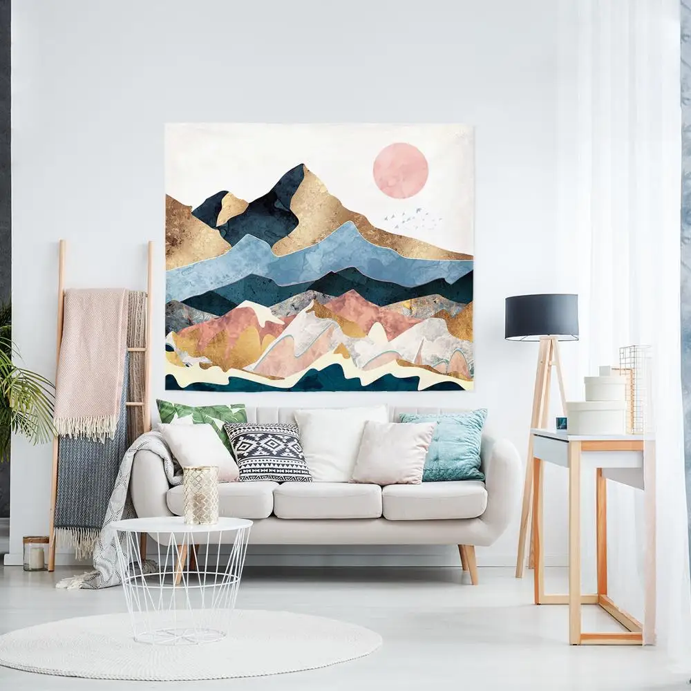 Настенный Ковер с изображением гор и солнца украшения для гостиной в стиле бохо