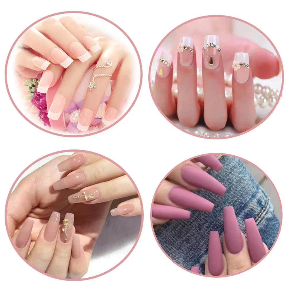 

100pcs Long Ballerina Fake Nail Tips Manicure Set Acrylic Full Cover French False Tip Artificial Clear Natural UV Gel Manicure