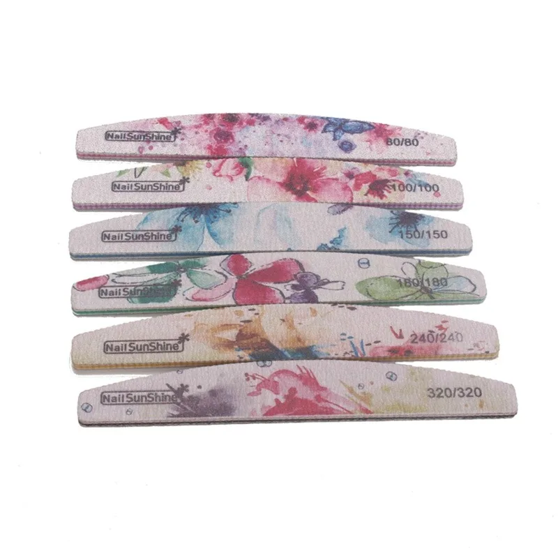 3/5pcs Nail File Nail Art Flower Printed Nail Buffer Colorful Lime Aongle Professional Manicure Tool Sand Bar Manicure Procedure