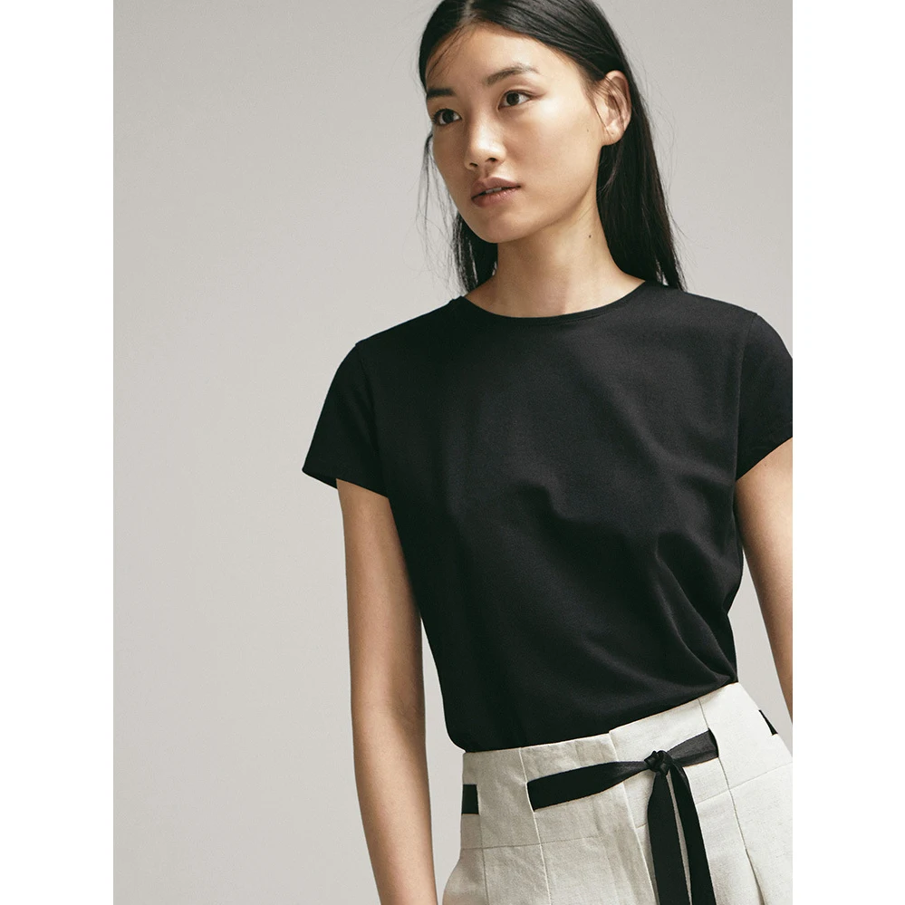 

DANG 2021 Brand New 100% Cotton Women's T-Shirts Short Sleeves Solid Color Women T shirt for Female T-shirt Tops Woman Tshirt