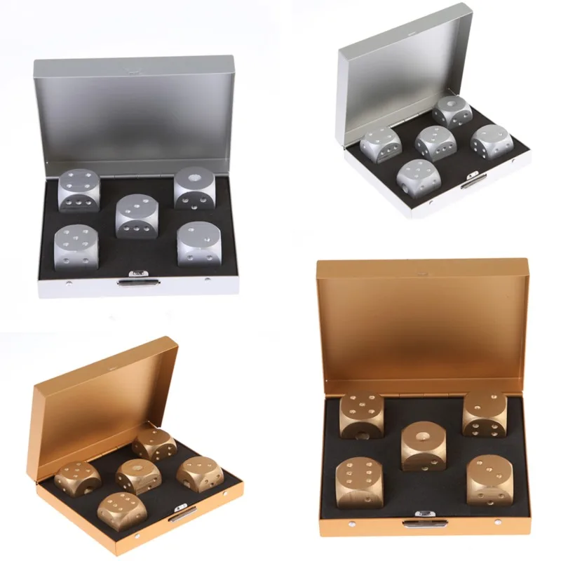 

5PCS 16mm 6 Sided Dice Aluminium Alloy Round Corner Cubes Fun Bar KTV Entertainment Game Dices Drinking Tool Metal Dice Set