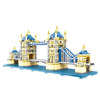 pzx 9919 world architecture the tower bridge of london 3d model diy mini diamond blocks bricks building toy for children gifts