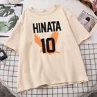 Женская футболка Haikyuu Hinata Shoyo Number 10 с принтом, эстетическая Домашняя футболка, ретро одежда с круглым вырезом, Фирменная женская футболка