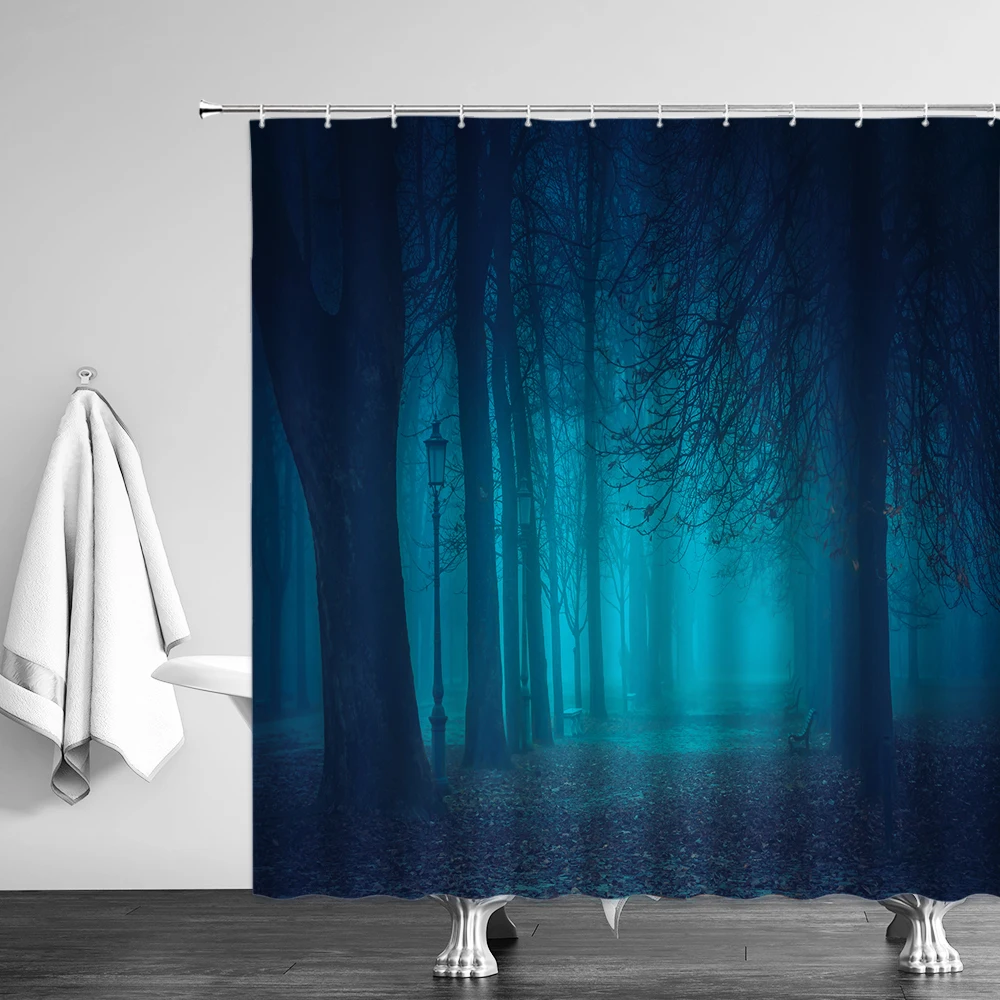 Штора для душа с природным пейзажем s лесной водопад зеленый луг цветок весенний