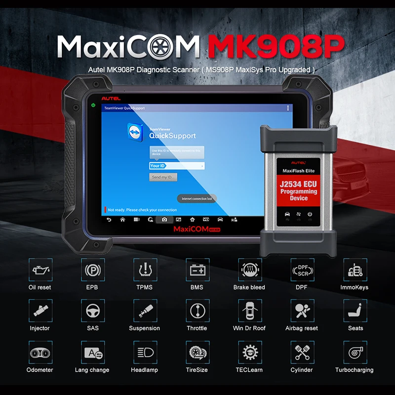 Autel MaxiCOM MK908P OBD2 автомобильный диагностический инструмент 12 языков J2534