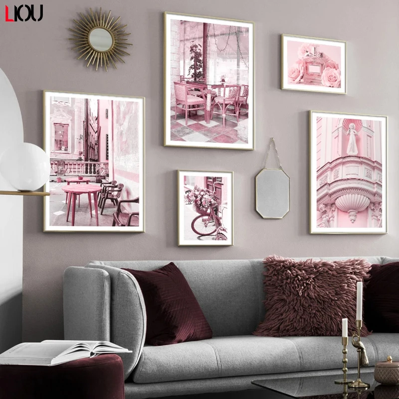 Французская башня Парижа парфюм красное вино цветок настенная Картина на холсте