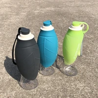 compact size portable pet dog water bottle soft silicone leaf design travel dog cat bowl for drinking outdoor pet water dispense