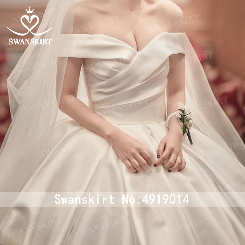 Бохо атласное свадебное платье Swanskirt с открытыми плечами А-силуэта с карманами на молнии платье невесты по индивидуальному заказу Vestido de Noiva TZ23