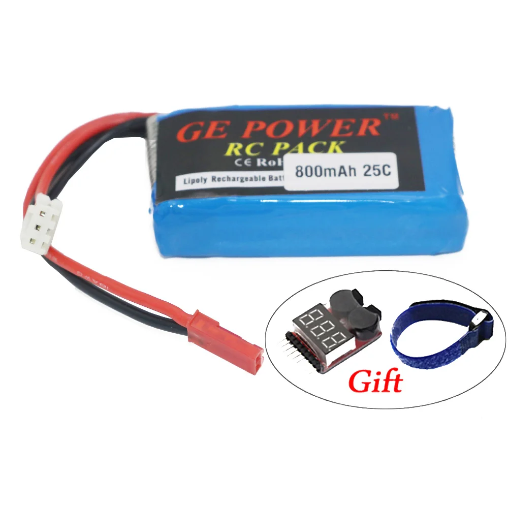 Lipo батарея GE power 7 4 V 2S 800MAH 25C Li Po с JST разъем для игрушки на радиоуправлении