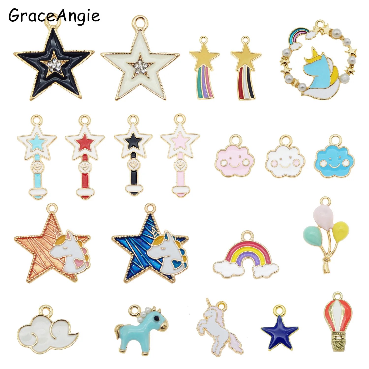 10 шт./лот очаровательные украшения для девочек DIY ожерелья браслеты звезды радуга