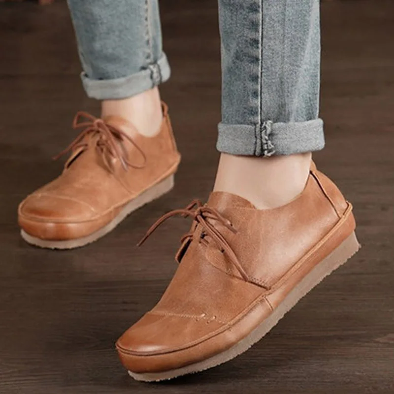

CEYANEAO 2018 New Arrival Women Shoes Retro Fashion Design Genuine Leather Flats T710