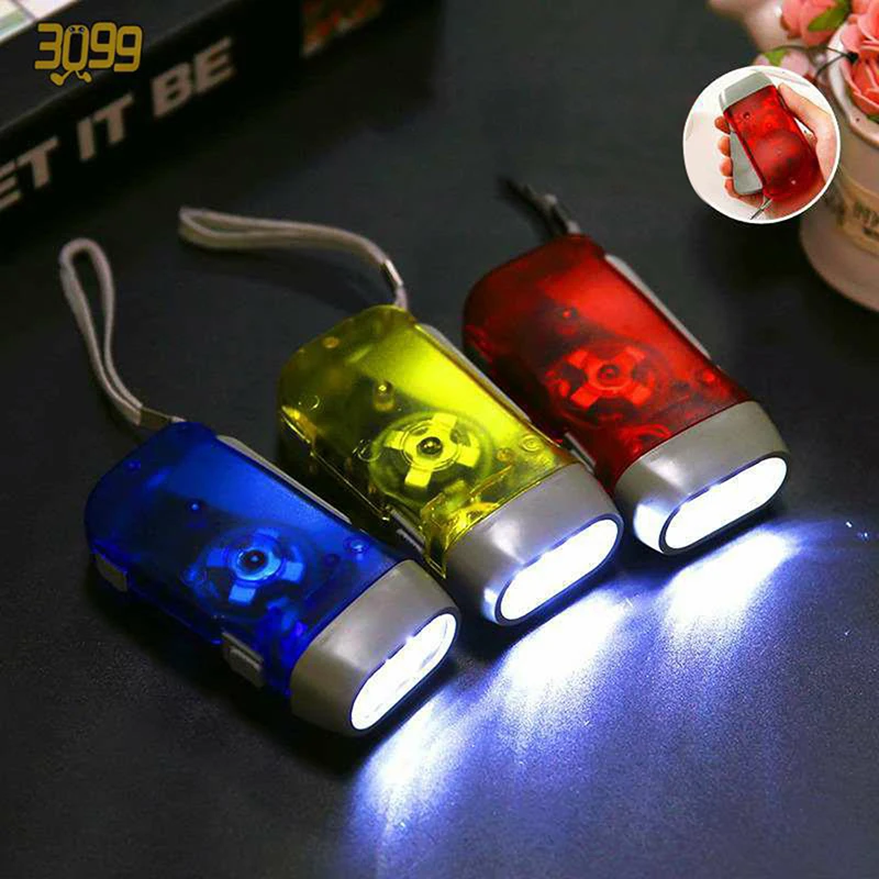 

1 box of 3 high quality LED hand crank torches generator crank power clockwork torches hand crank camping lights outdoor lights