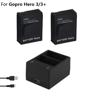 Батарея для Gopro Hero 3, 3,7 в, AHDBT-301, батарея Hero3, двойное зарядное устройство, чехол для аккумуляторов для GOPRO 3 + 302, аксессуары для экшн-камеры