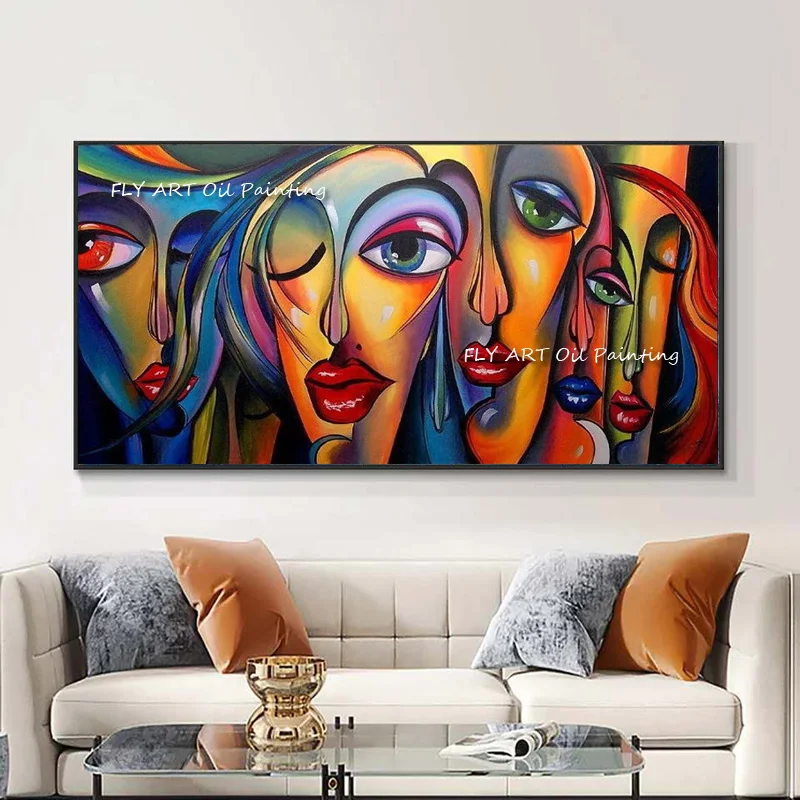 

100% ручная работа современная абстрактная красочная женщина масляная живопись на фотообои искусство гостиной Декор подарок