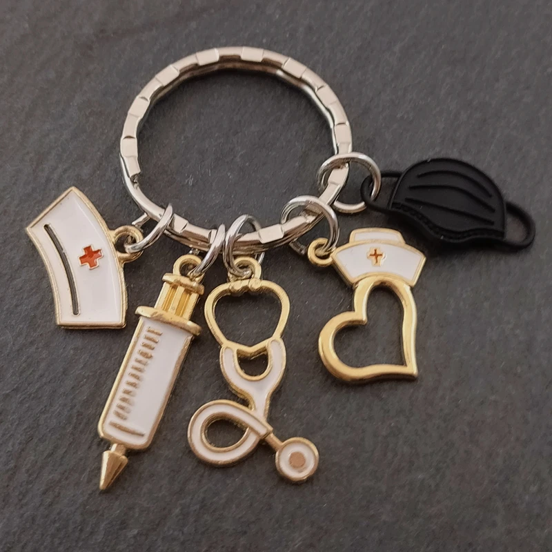 New Design Jewelry Doctor Medical Tools Stethoscope Syringe Key Ring Nurse Student Gift Keychain Souvenir Charm Bag Car | Украшения и