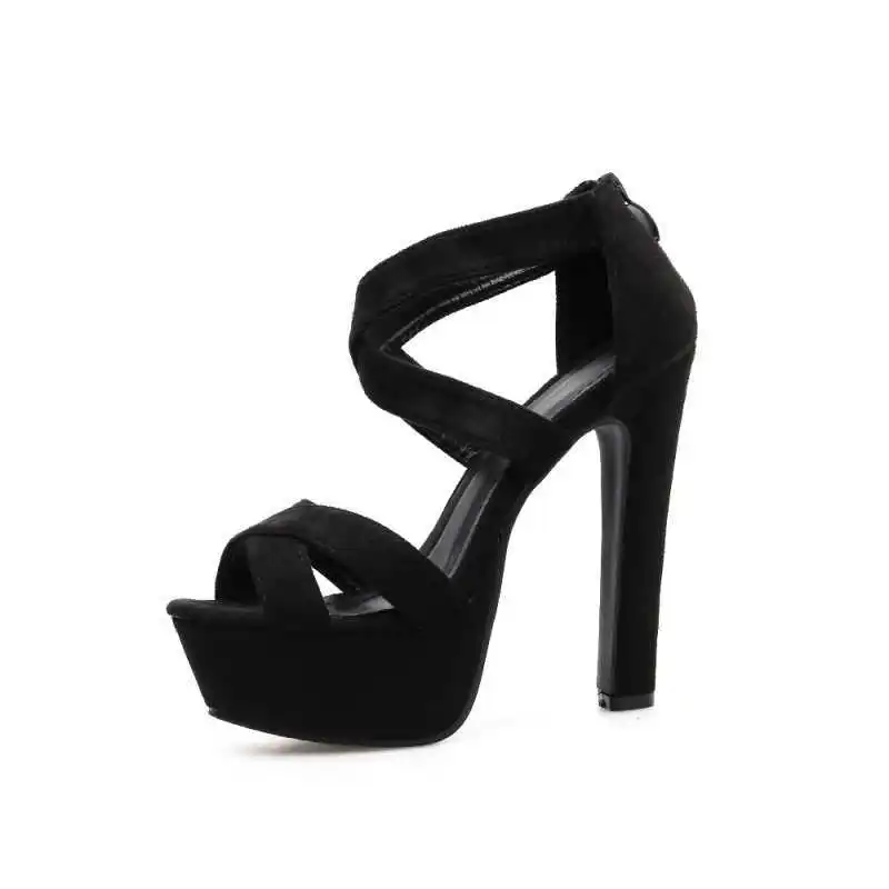 

stage high heel women's shoes 14cm high thick heel summer sandal model show stage performance shoes