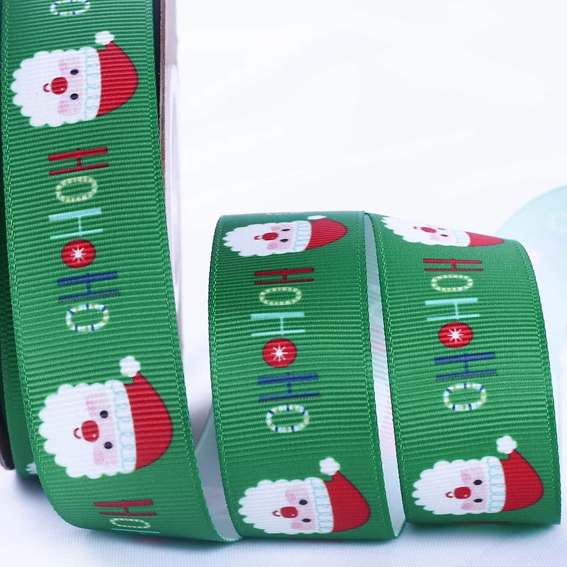 Рождественская лента шириной 25 мм сатиновые ленты с рисунком Санты и снеговика