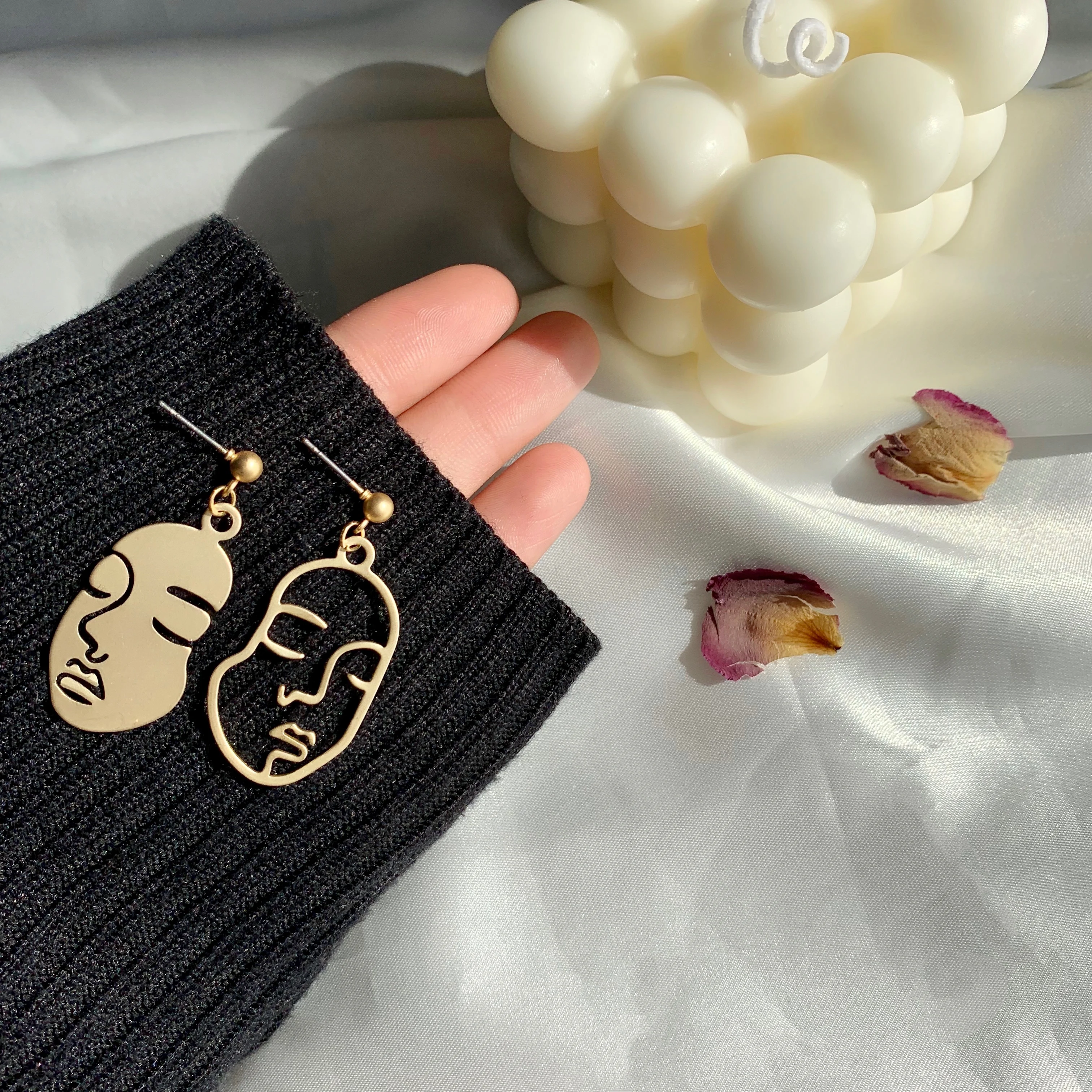 Женские асимметричные серьги в стиле панк вечерние с абстрактной стереосистемой