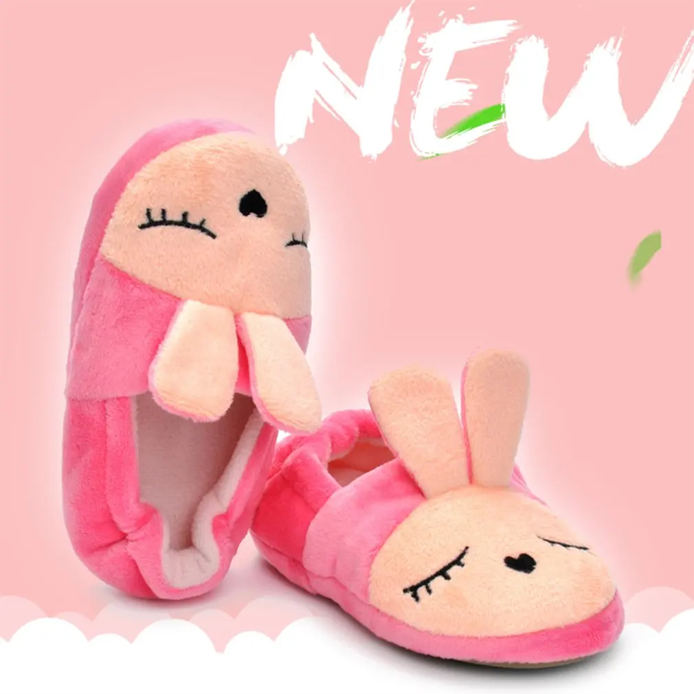 Winter Children's Cotton Slippers Cartoon Pink Bunny Floor Shoes Baby Indoor | Мать и ребенок