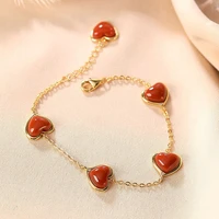 bastiee heart bracelets silver 925 jewelry bracelet for women gold plated red agate hmong handmade grilfriend gifts