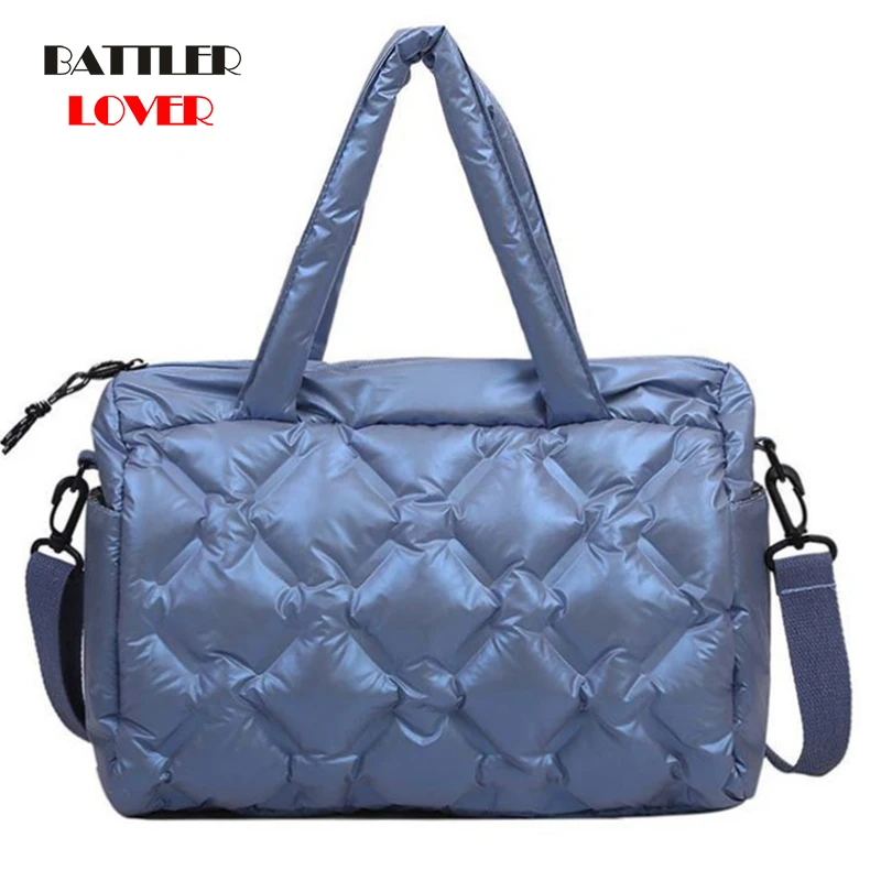 

Women New Diamond Lattice Handbags Down Brand Design Shoulder Bags For Female Big Capacity Crossbody Purses Ladies Casual Totes