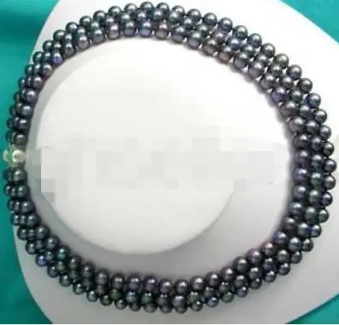 

3 Row 17-19" Black 6-7mm Freshwater Cultured Pearl Necklace