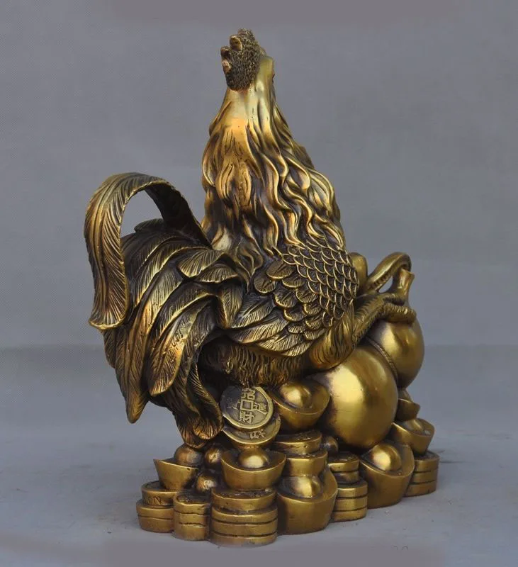 

wedding decoration Collect chinese brass yuanbao Ingots money coins chicken wealth lucky statue New Year
