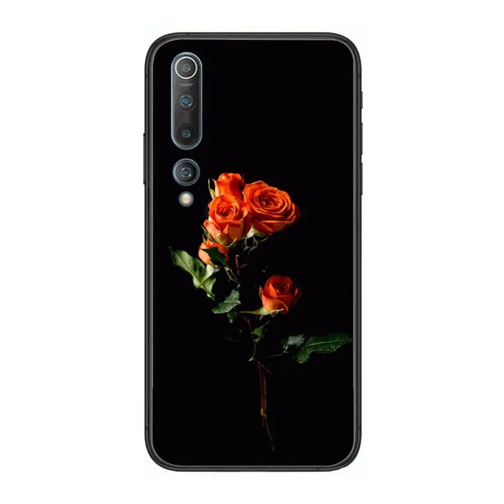 

Bright Red Rose Flowers Phone Case For xiaomi mi11 5g 10 liti Ultra 9Pro SE 3 8 Note Anime Black Cover Silicone Back Pretty tpu