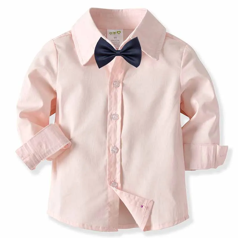 Рубашки для маленьких мальчиков розовая рубашка с длинными рукавами детский