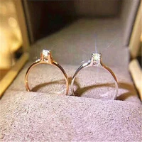 classic rose gold color silver color white wedding engagement ring promise band jewelry